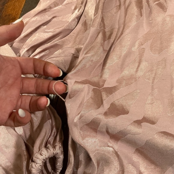Anthropologie Blush Pink Satin Laurentia Jacquard Button Front Jumpsuit  Small - Picture 10 of 12